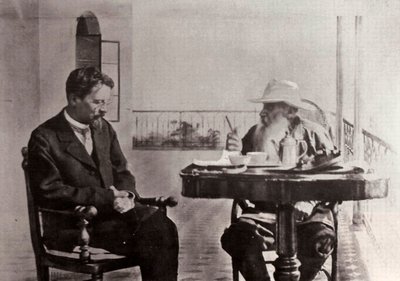 Leo Tolstoy and Anton Chekhov, Russian authors, 1902 by Sophia Andreevna Tolstaya