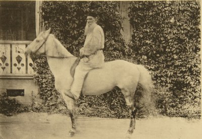 Russian Author Leo Tolstoy on Horseback, Moscow, Russia, 1890s by Sophia Andreevna Tolstaya