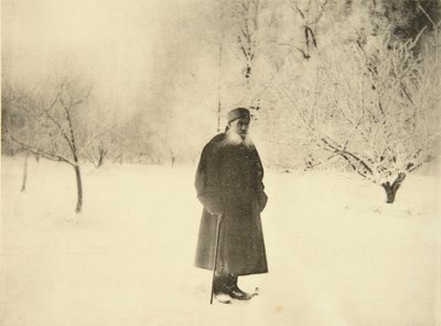 Russian Author Leo Tolstoy Taking a Winter Walk by Sophia Andreevna Tolstaya