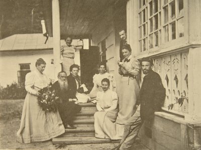 Russian Author Leo Tolstoy with Family on His Wife