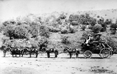 Stagecoach entering Pretoria, c.1895 by South African Photographer