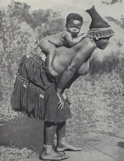Woman Carrying Her Baby on Her Back, South Africa by South African Photographer