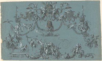 Arabesques with Frolicking Putti, Animals, and Jesters by South German 18th Century