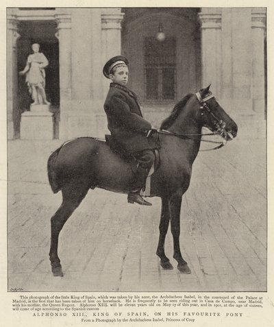 Alphonso XIII, King of Spain, on his favourite Pony by Spanish Photographer