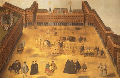 View of Plaza Mayor in Madrid by Spanish School