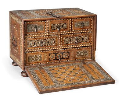A Fine Nasrid or Post-Nasrid Fall-Front Wooden Cabinet by Spanish School