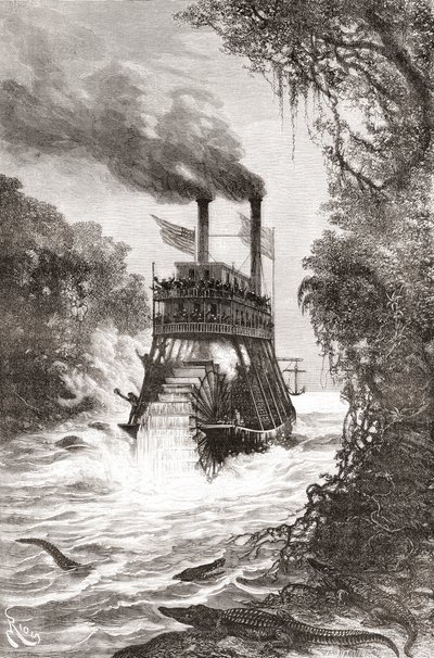 A Paddle Steamer in the Primera Angostura by Spanish School