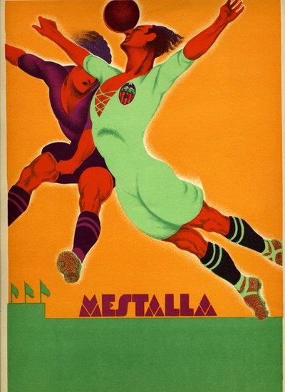Advertisement for a match between Valencia and an English team at the Mestalla Stadium on the 15th April 1929 by Spanish School