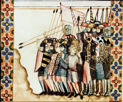Army of the Crusaders (Detail from a Manuscript of the Song of Saint Mary) by Spanish School
