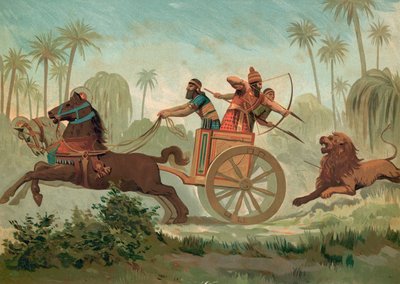 Ashurbanipal Hunting Lions by Spanish School