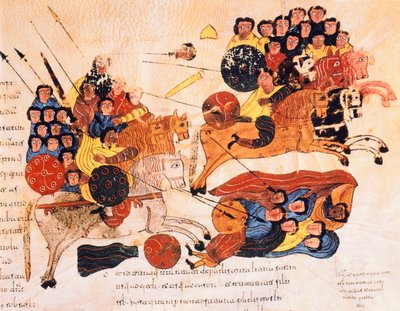 Battle between the Hebrews and the Philistines, from the Visigothic-Mozarabic Bible of St. Isidores, A.D. 960 by Spanish School