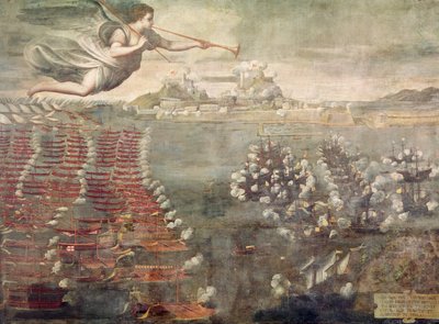 Battle of Lepanto. Victorious Ships Entering the Port of Messina by Spanish School