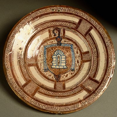 Blazon of the abbot of Poblet, Ceramic plate, Valencia, Spain by Spanish School