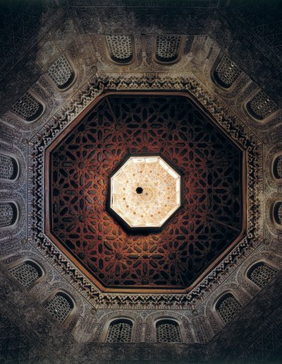 Ceiling of the Madrasa of Granada, Spain, built in 1349 by Spanish School