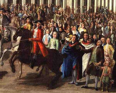 Charles III Entering Madrid, from the Plaza Mayor by Spanish School