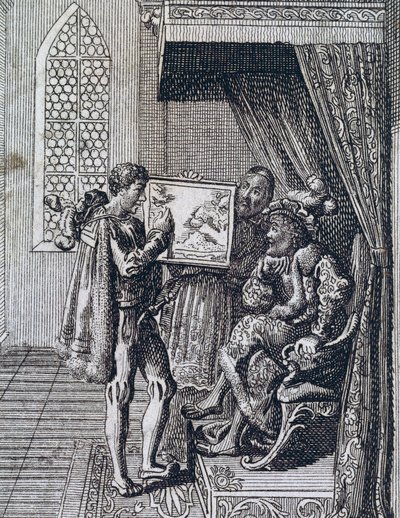 Christopher Columbus offering his services to the King of Portugal by Spanish School