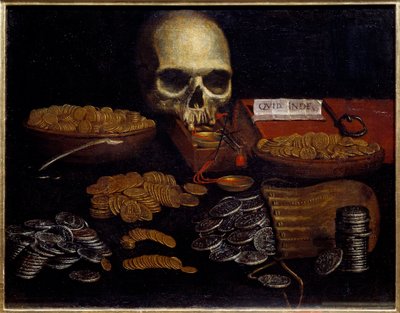 Vanity Allegory of passing time and death, wealth and human pleasures by Spanish School