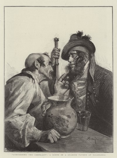 Confirming the Contract, a Scene in a Spanish Tavern at Salamanca by Spanish School