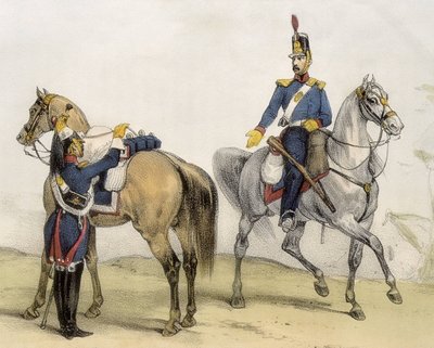 DE SOTTO, Serafin Maria, Earl of Clonard (1793 - 1862). Historia organica de las armas de Infanteria y Caballeria espanolas. 1851 - 1859. Cavalrymen during the reign of Ferdinand VII of Spain. Soldier of the Line Cavalry and Light Cavalry (1824-1834). Engr by Spanish School