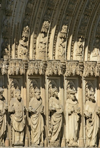 Detail from the Portal of Forgiveness (Puerta del Perdon) central portal of the West facade of Toledo Cathedral by Spanish School