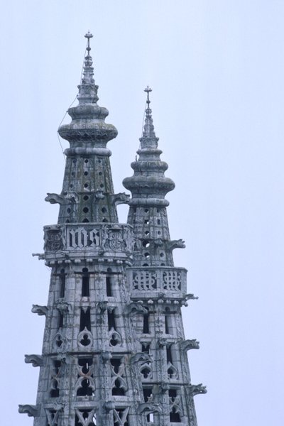 Detail of the belltower spires by Spanish School