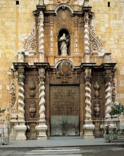 Detail of the façade of the Church of San Bartolome, Benicarlo, Spain, built in the 18th century (photo) by Spanish School