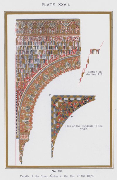 Details of the Great Arches in the Hall of the Bark by Spanish School