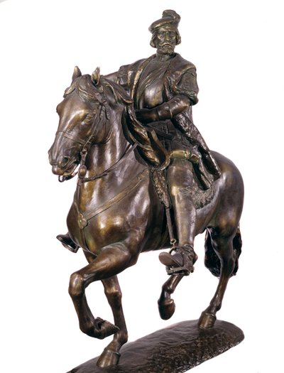 Equestrian portrait of Hernan Cortes by Spanish School