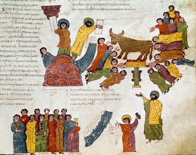 The Adoration of the Golden Calf, Moses and the Tables of the Law by Spanish School