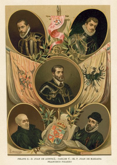 Famous Spanish historical figures of the 16th Century by Spanish School