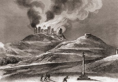 Fire at the Monastery of Montearagon, Quincena, Huesca, Spain in 1835 by Spanish School