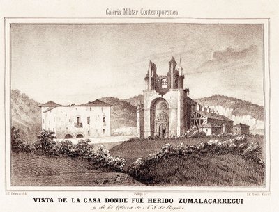 First Carlist War (1833-1840): the house where Carlist General Tomas Zumalacarregui was injured after the siege of Bilbao by Spanish School