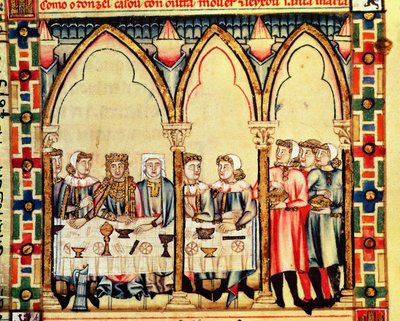 Engagement Banquet, from the manuscript made under the direction of Alfonso X The Wise King of Castille and Leon by Spanish School