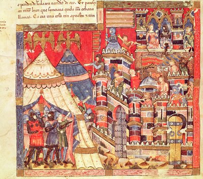 The Greek Camp and the City of Troy, from the Codex Benito Santa Mora by Spanish School