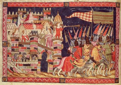 The Trojans Leaving for Battle, from the Codex Benito Santa Mora by Spanish School