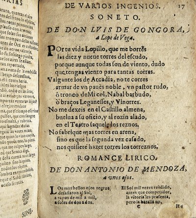 Sonnet to Lope de Vega, poem included in 