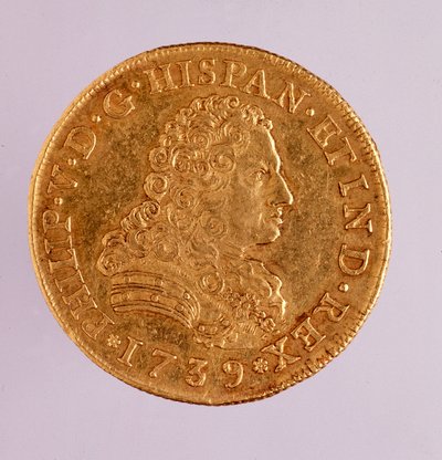 Golden coin (8 ecu) from Spain: reign of Philip V (1700-1746). 1739 Diameter 3.6 cm by Spanish School