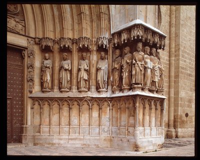 Gothic Art: detail of the central portal of the Cathedral of St. Thecle in Tarragona by Spanish School