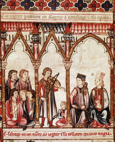 Group of Troubadours, illustration from Cantigas de Santa Maria, made under the direction of Alfonso X by Spanish School