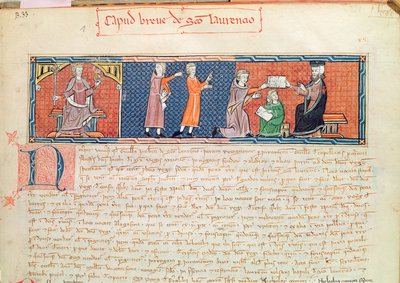 Guillaume Jaubert Taking an Oath Before King James I of Majorca, from the Capbreu de Clayra et de Millas, 1292 by Spanish School