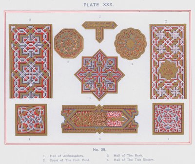 Hall of Ambassadors, Court of The Fish Pond, Hall of The Bark, Hall of The Two Sisters by Spanish School
