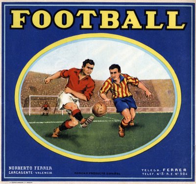 Image of two Spanish footballers. Advertising poster, Valencia by Spanish School