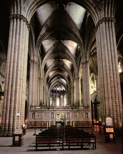 Interior view of the nave, begun 1298 by Spanish School