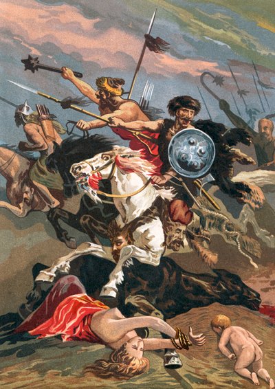 Invasion of the Barbarians into Spain by Spanish School