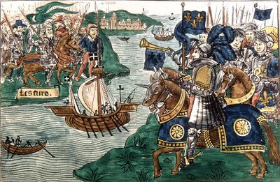 King Louis IX and the Crusaders arriving at Carthage in 1270 by Spanish School