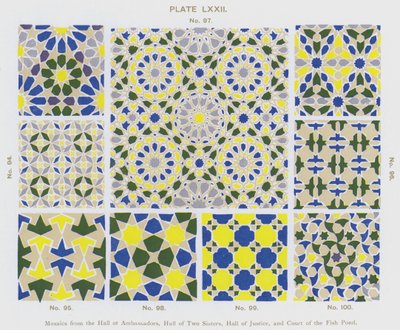 Mosaics from the Hall of Ambassadors, Hall of Two Sisters, Hall of Justice, and Court of the Fish Pond by Spanish School