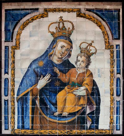 Our Lady of the People - Azulejos (faience) around 1670, by an anonymous Sevillian, from the convent of the people in Seville (Spain) - Museum of Fine Arts of Seville, Spain by Spanish School