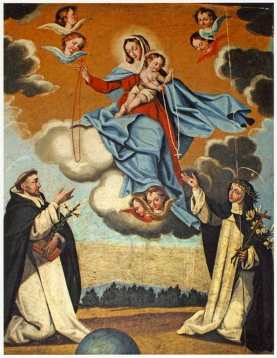 Our Lady of the Rosary with St. Dominic and St. Catherine of Siena by Spanish School