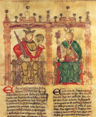 Pelagius (685-737), Founder of the Asturias Kingdom and His Grandson Fruela I (722-68) by Spanish School