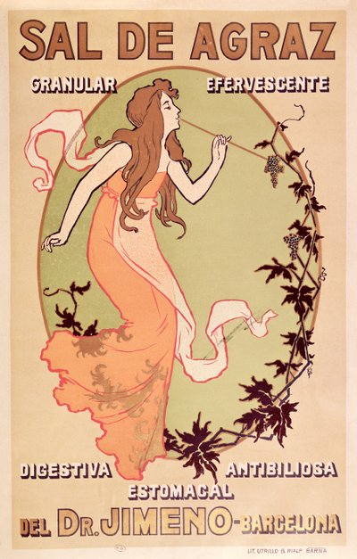 Pharmaceutical Advertisement for Dr Jimeno Sal de Agraz, c.1900 by Spanish School
